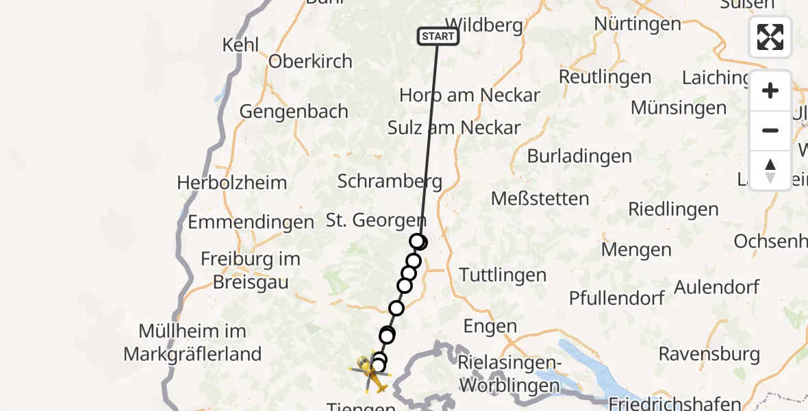 Flugroute Ambulanzhubschrauber Altensteig - Ühlingen-Birkendorf, 28 September 2026, 16:23