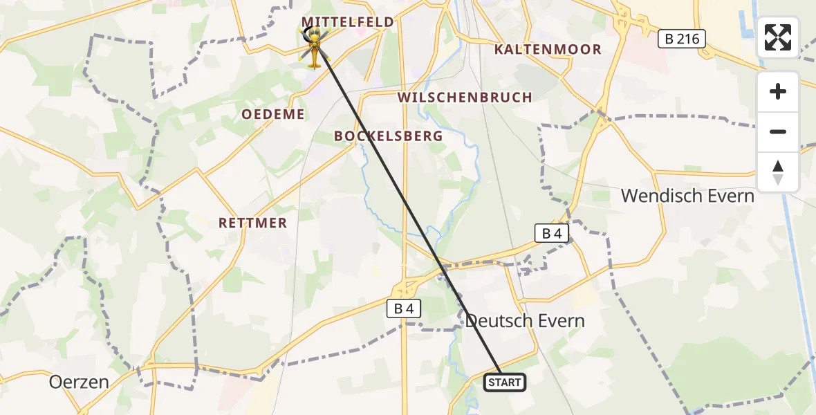 Flugroute Rettungshubschrauber Deutsch Evern - Lüneburg, 28 September 2026, 16:34