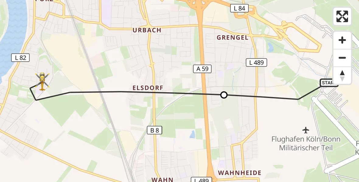 Flugroute Ambulanzhubschrauber Köln Bonn Flughafen - Köln, 28 September 2026, 16:40