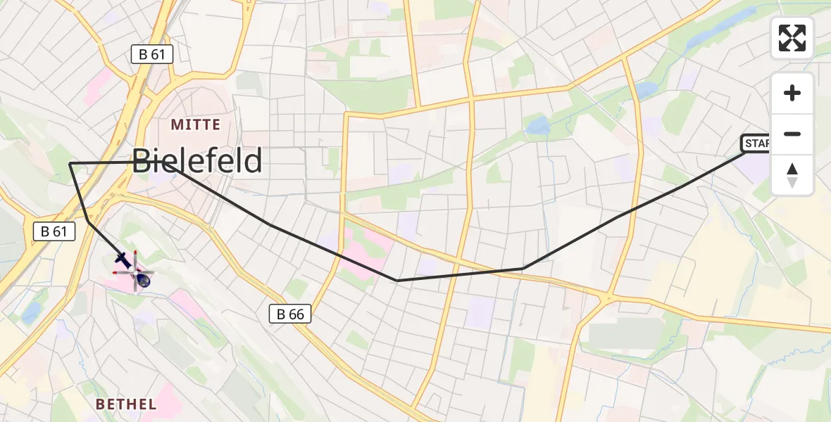 Flugroute Polizeihubschrauber Bielefeld - Bielefeld, 28 September 2026, 16:52