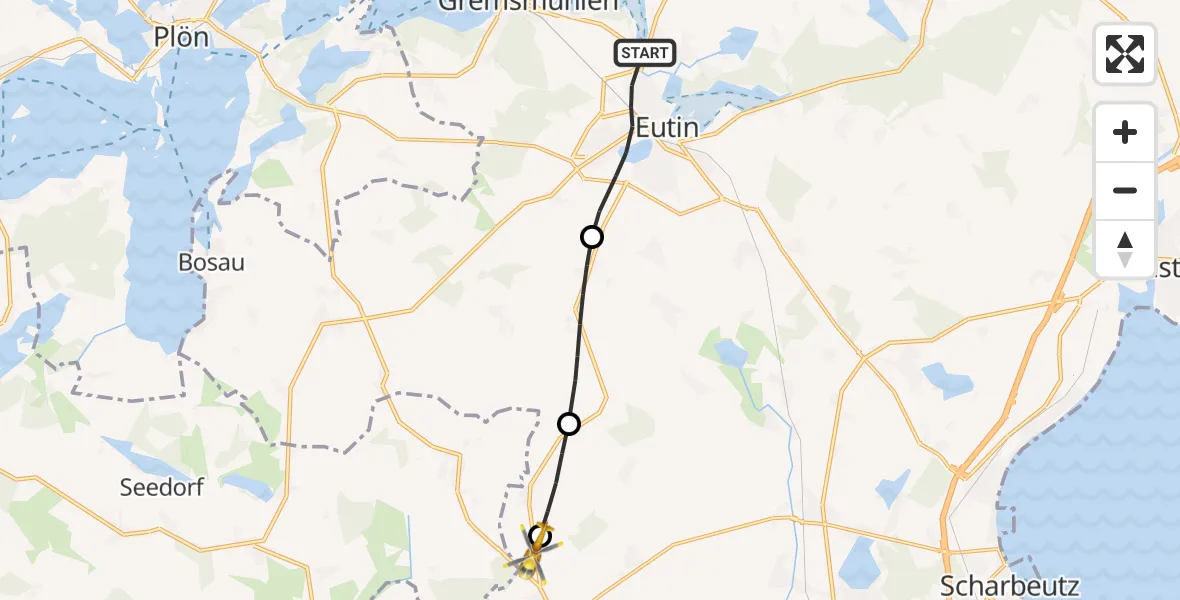 Flugroute Rettungshubschrauber Eutin - Christoph 12 Luftrettungszentrum, 28 September 2026, 17:09