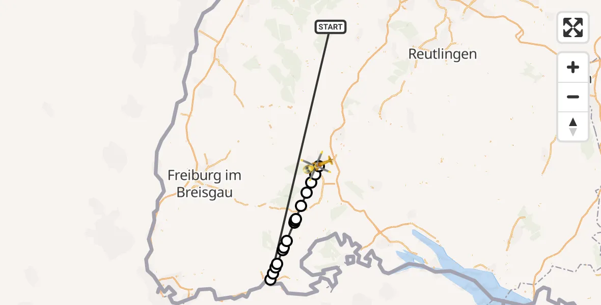 Flugroute Ambulanzhubschrauber Altensteig - DRF Air Rescue Station Villingen-Schwenningen Hubschrauberlandeplatz (Christoph 11), 28 September 2026, 17:38
