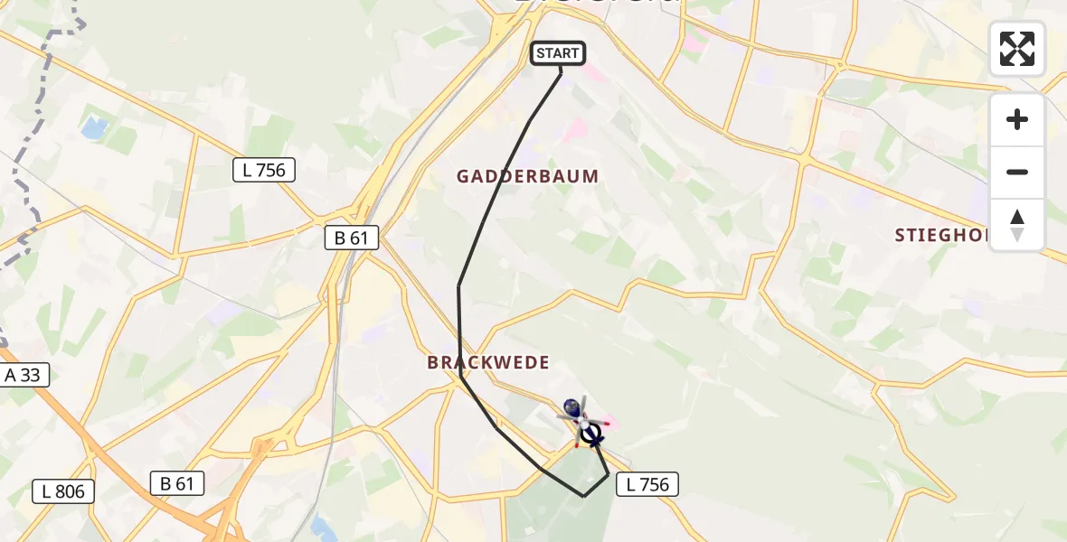 Flugroute Polizeihubschrauber Bielefeld - Luftrettungszentrum Bielefeld, 28 September 2026, 17:42