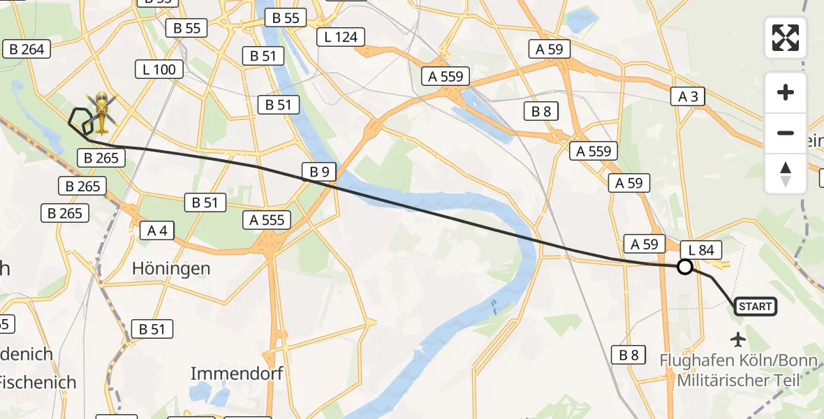 Flugroute Ambulanzhubschrauber Köln Bonn Flughafen - Köln, 28 September 2026, 18:27