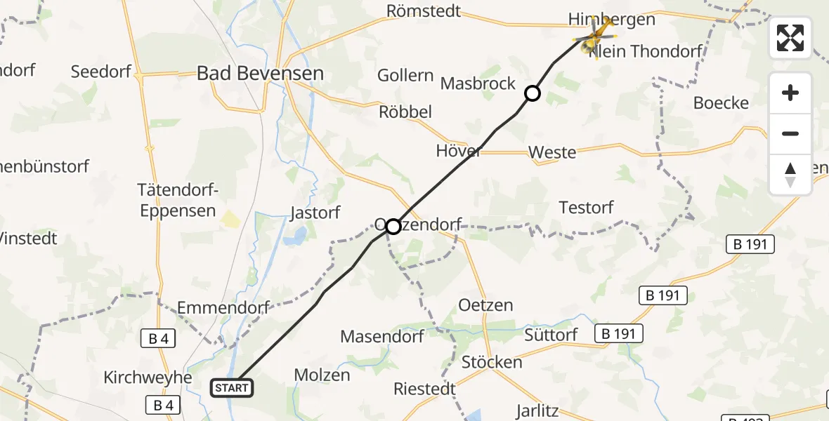 Flugroute Rettungshubschrauber Uelzen - Himbergen, 29 September 2026, 05:34
