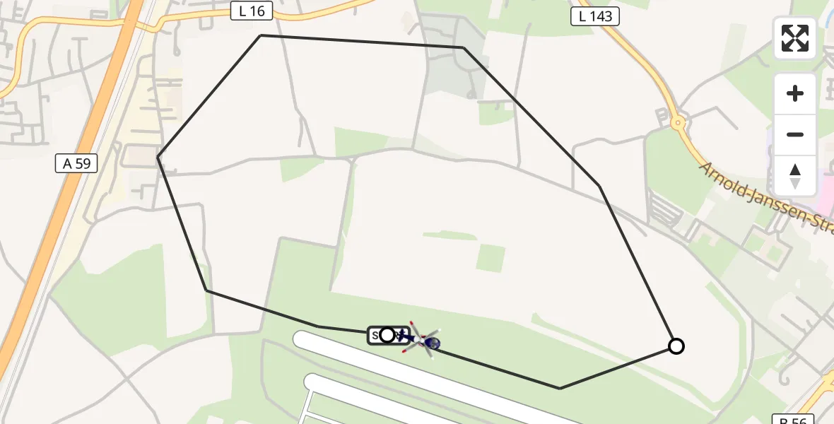 Flugroute Polizeihubschrauber Bonn-Hangelar Flugplatz - Bonn-Hangelar Flugplatz, 29 September 2026, 06:29