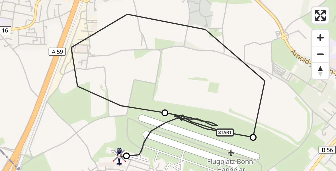 Flugroute Polizeihubschrauber Bonn-Hangelar Flugplatz - Sankt Augustin, 29 September 2026, 06:47