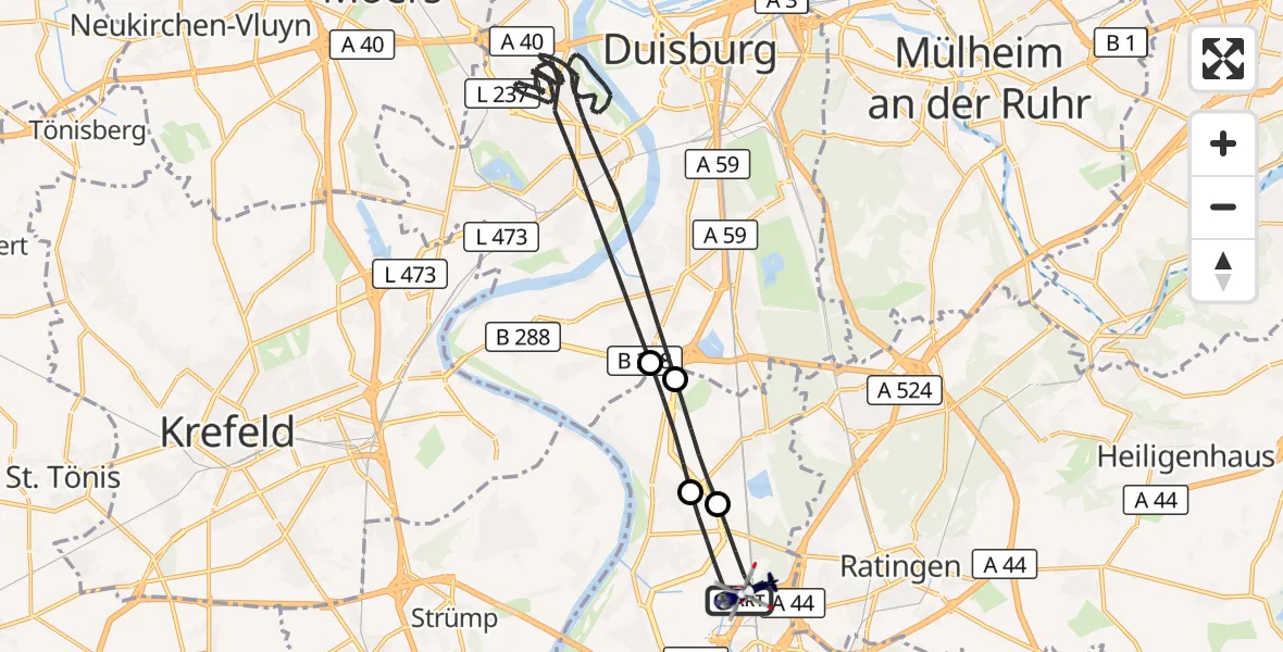 Flugroute Polizeihubschrauber Düsseldorf Flughafen - Düsseldorf Flughafen, 29 September 2026, 06:48