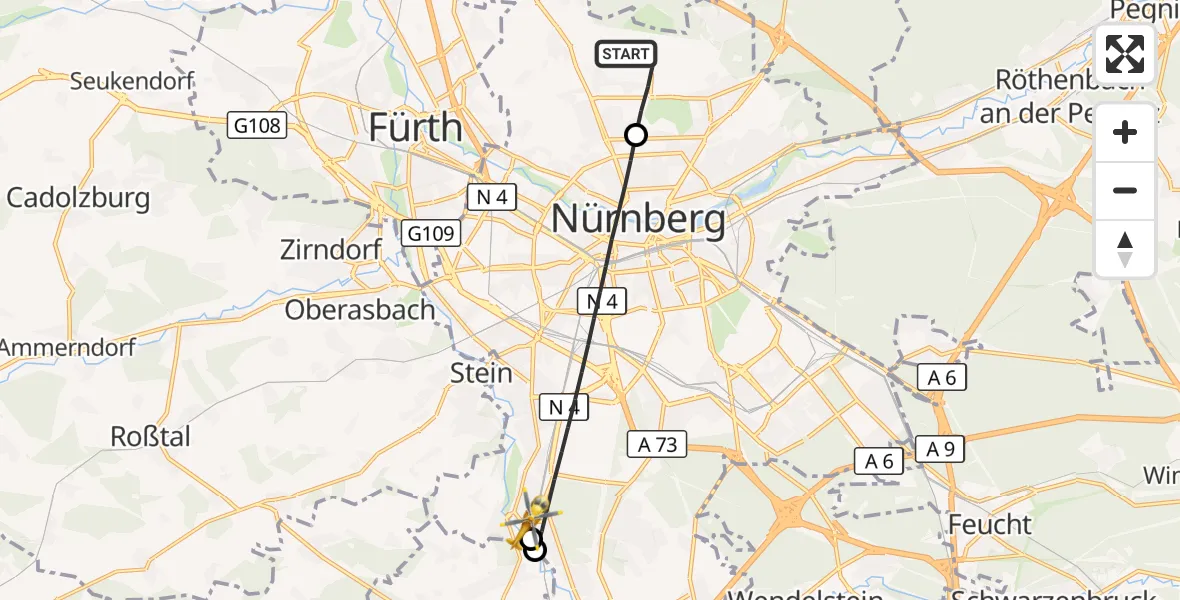 Flugroute Ambulanzhubschrauber Flughafen Nuremberg - Nürnberg, 29 September 2026, 07:24