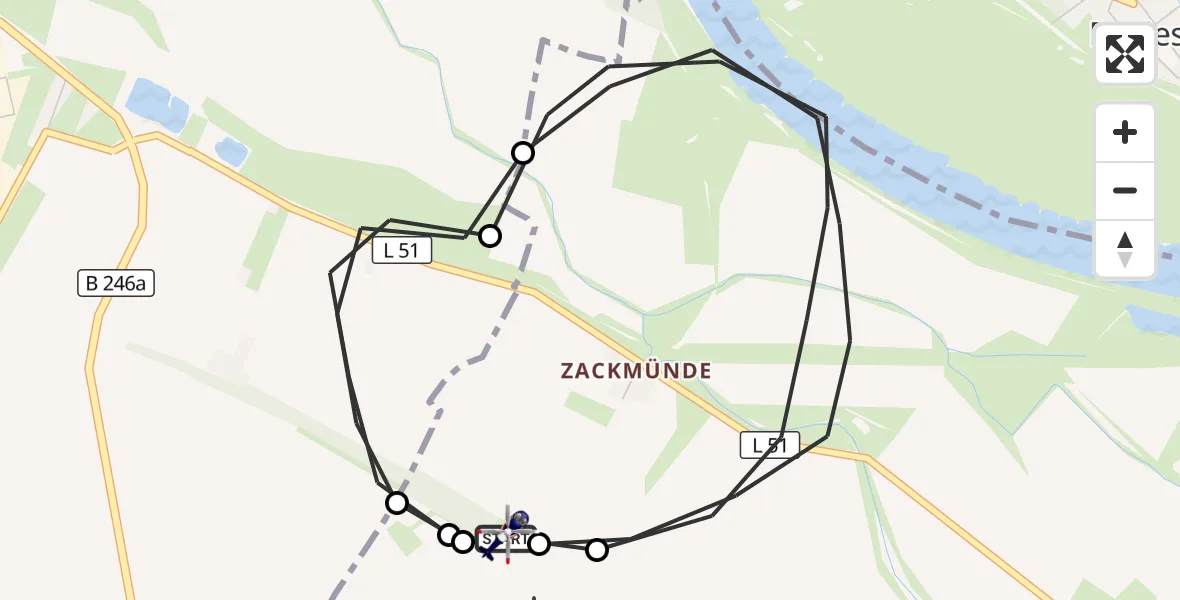 Flugroute Polizeihubschrauber Schönebeck-Zackmünde Flugplatz - Schönebeck-Zackmünde Flugplatz, 29 September 2026, 07:33