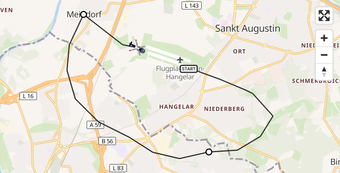 Flugroute Polizeihubschrauber Sankt Augustin - Sankt Augustin, 29 September 2026, 08:17