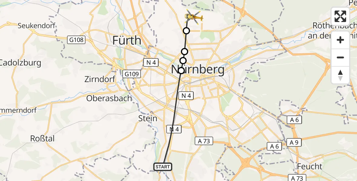 Flugroute Ambulanzhubschrauber Nürnberg - Flughafen Nuremberg, 29 September 2026, 08:21