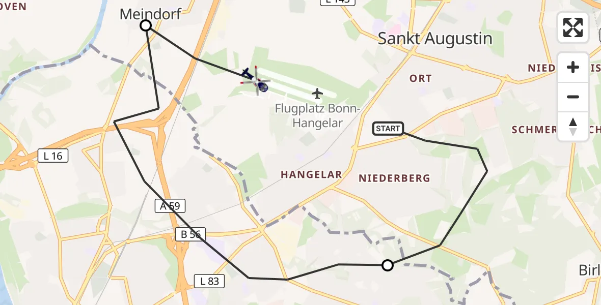 Flugroute Polizeihubschrauber Sankt Augustin - Sankt Augustin, 29 September 2026, 08:24