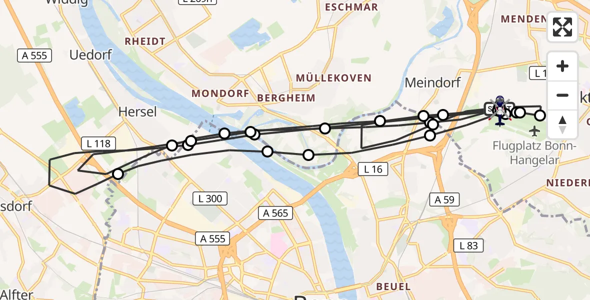 Flugroute Polizeihubschrauber Sankt Augustin - Sankt Augustin, 29 September 2026, 08:25