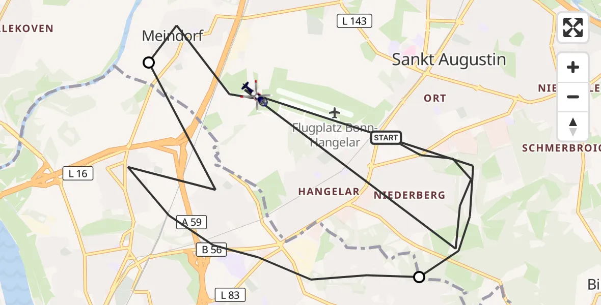 Flugroute Polizeihubschrauber Sankt Augustin - Sankt Augustin, 29 September 2026, 08:30