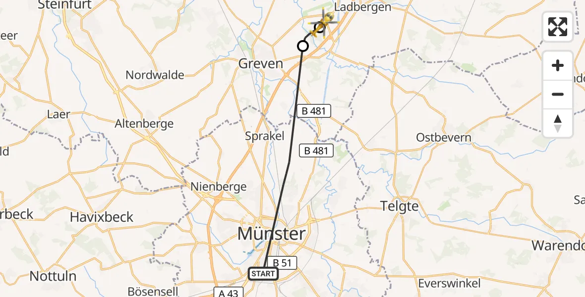 Flugroute Ambulanzhubschrauber Münster - Christoph  Westfalen-ADAC, 29 September 2026, 08:30