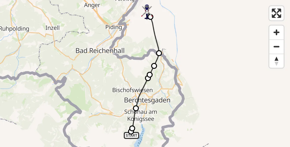 Flugroute Polizeihubschrauber Schönau a.Königssee - Salzburg Airport, 29 September 2026, 08:51