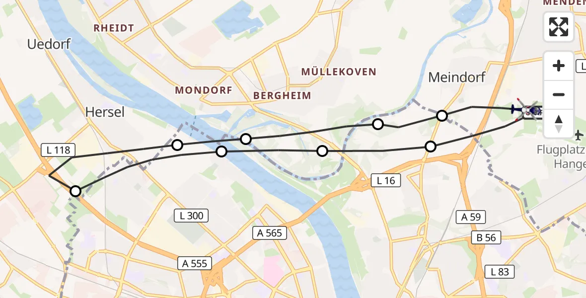 Flugroute Polizeihubschrauber Sankt Augustin - Sankt Augustin, 29 September 2026, 08:57