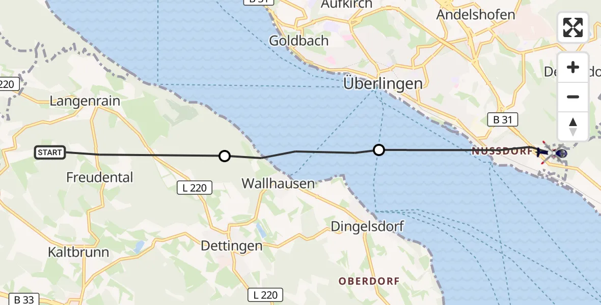 Flugroute Polizeihubschrauber Allensbach - Überlingen, 29 September 2026, 09:17