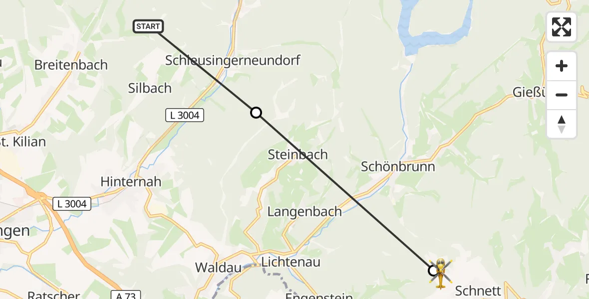 Flugroute Rettungshubschrauber Schleusingen - Masserberg, 29 September 2026, 09:35