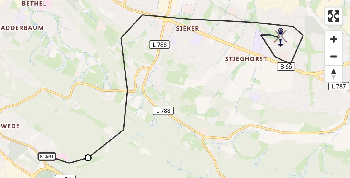 Flugroute Polizeihubschrauber Luftrettungszentrum Bielefeld - Bielefeld, 29 September 2026, 10:06