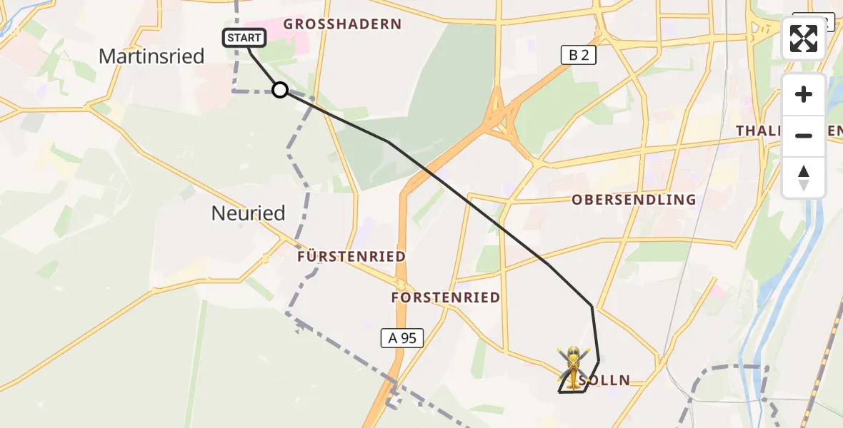 Flugroute Rettungshubschrauber DRF Air Rescue München Hubschrauberlandeplatz - München, 29 September 2026, 10:18