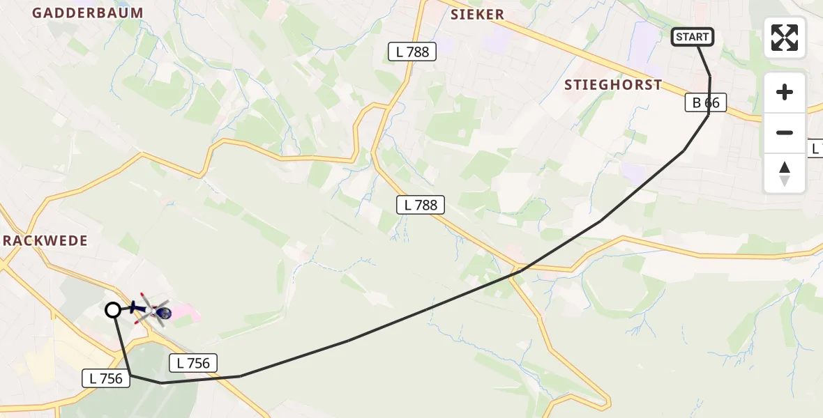 Flugroute Polizeihubschrauber Bielefeld - Luftrettungszentrum Bielefeld, 29 September 2026, 10:43
