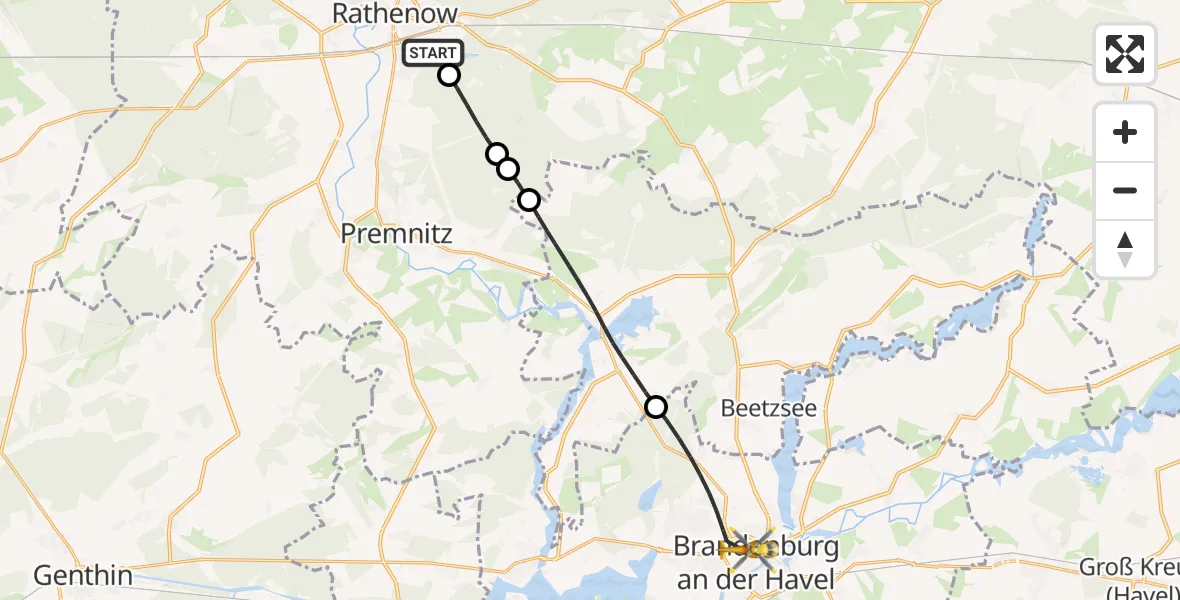 Flugroute Rettungshubschrauber Rathenow - Brandenburg an der Havel, 29 September 2026, 11:15