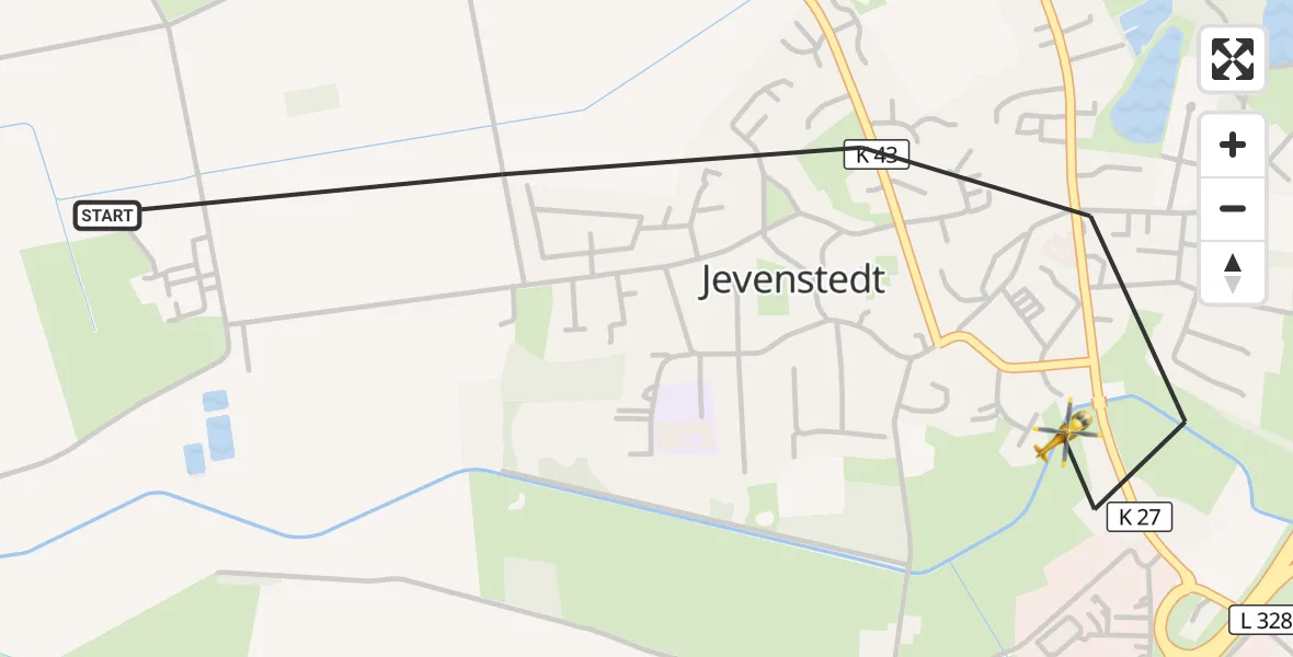 Flugroute Ambulanzhubschrauber Jevenstedt - Jevenstedt, 29 September 2026, 11:44