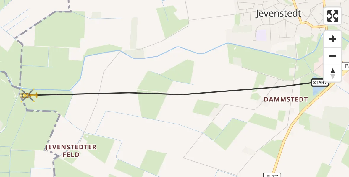 Flugroute Ambulanzhubschrauber Jevenstedt - Hörsten, 29 September 2026, 12:03