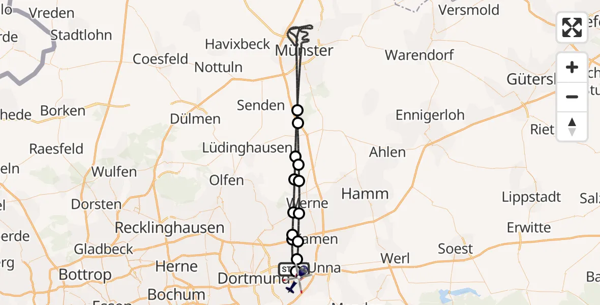 Flugroute Polizeihubschrauber Dortmund - Dortmund Flughafen, 29 September 2026, 12:20