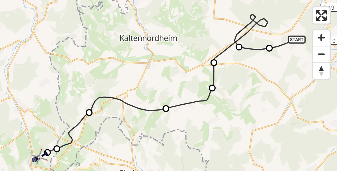 Flugroute Polizeihubschrauber Rippershausen - Ehrenberg (Rhön), 29 September 2026, 12:24