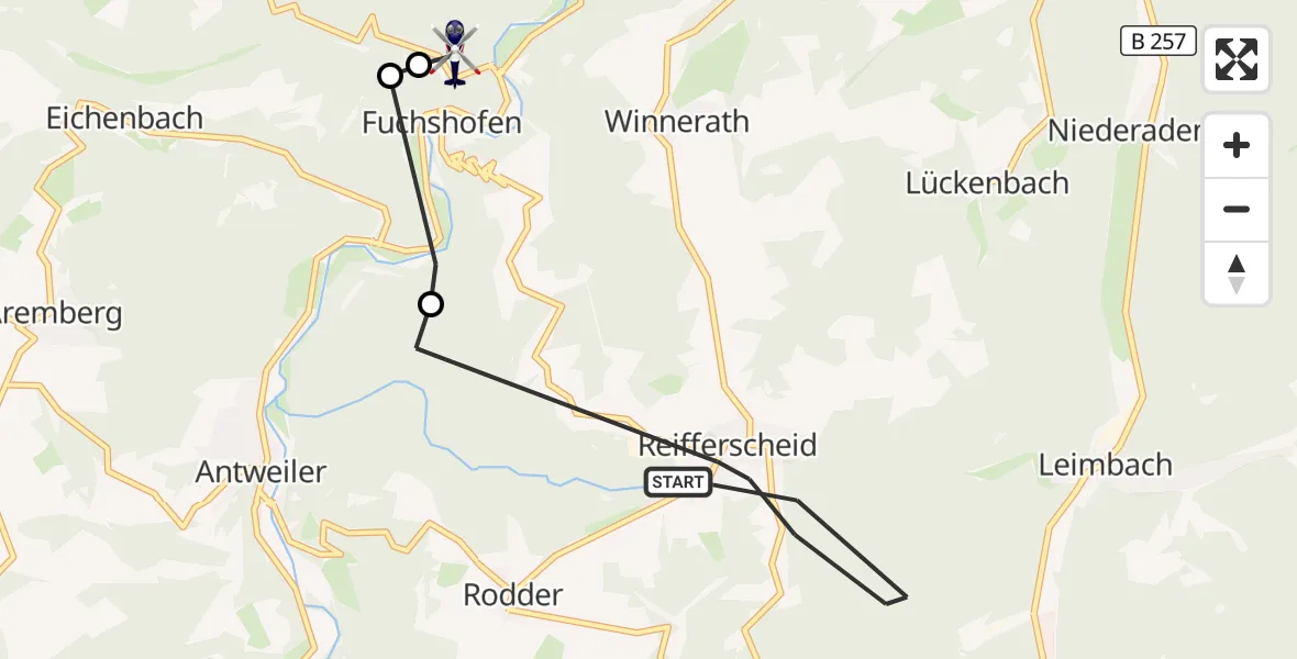 Flugroute Polizeihubschrauber Reifferscheid - Wershofen, 29 September 2026, 12:34