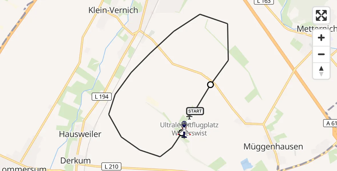 Flugroute Polizeihubschrauber Weilerswist UL - Weilerswist UL, 29 September 2026, 12:45