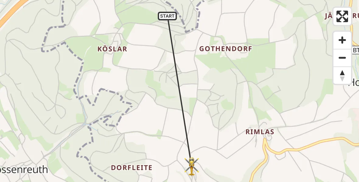 Flugroute Rettungshubschrauber Bad Berneck i.Fichtelgebirge - Bad Berneck i.Fichtelgebirge, 29 September 2026, 13:02