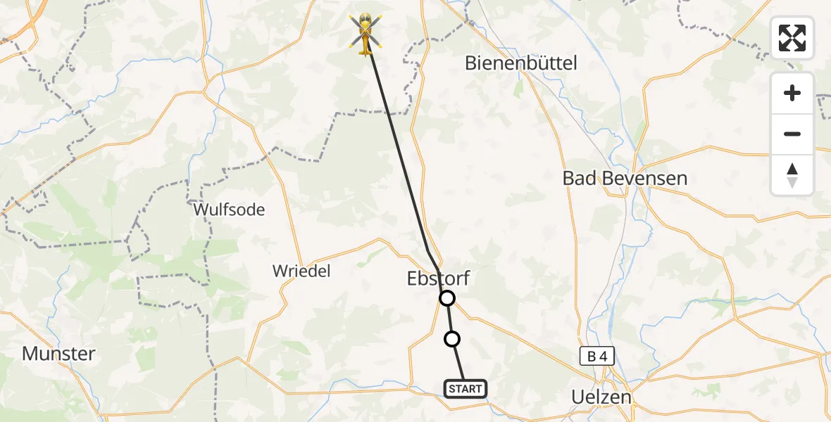 Flugroute Rettungshubschrauber Gerdau - Embsen, 29 September 2026, 13:09