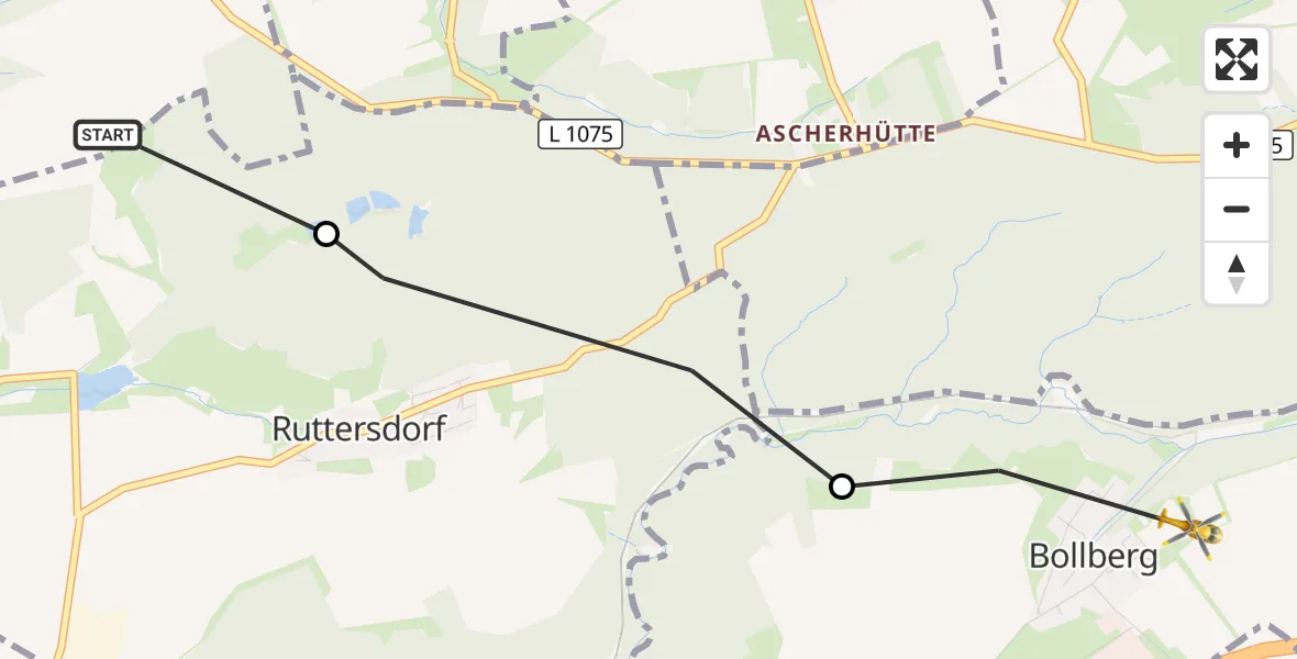 Flugroute Rettungshubschrauber Schöngleina - Stadtroda, 29 September 2026, 13:24