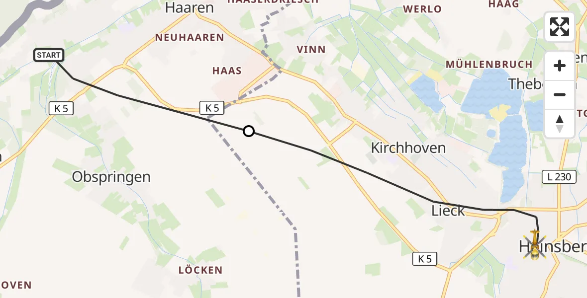 Flugroute Rettungshubschrauber Waldfeucht - Heinsberg, 29 September 2026, 13:31
