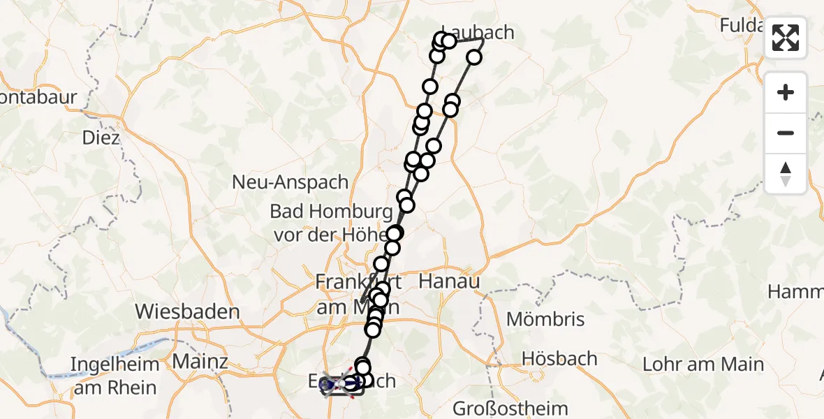 Flugroute Polizeihubschrauber Flughafen Frankfurt-Egelsbach - Flughafen Frankfurt-Egelsbach, 29 September 2026, 14:02