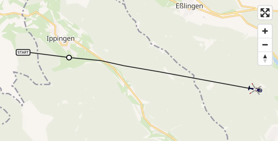 Flugroute Polizeihubschrauber Bad Dürrheim - Tuttlingen, 29 September 2026, 14:03