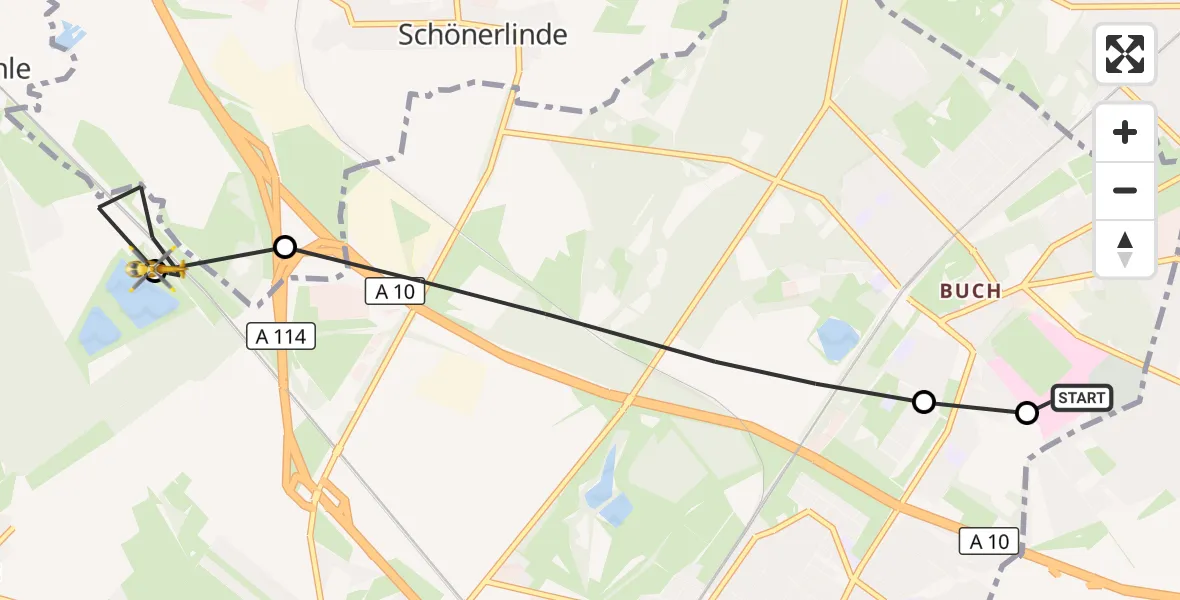 Flugroute Rettungshubschrauber Helios Clinic Berlin-Buch - Berlin, 29 September 2026, 14:08