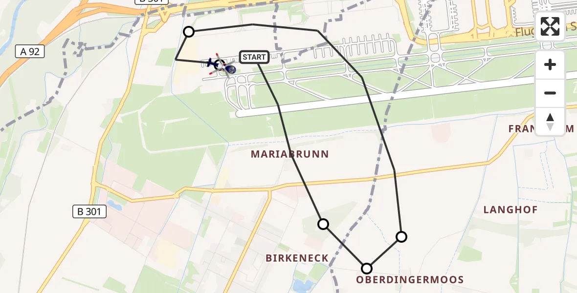 Flugroute Polizeihubschrauber München Flughafen - München Flughafen, 29 September 2026, 15:00