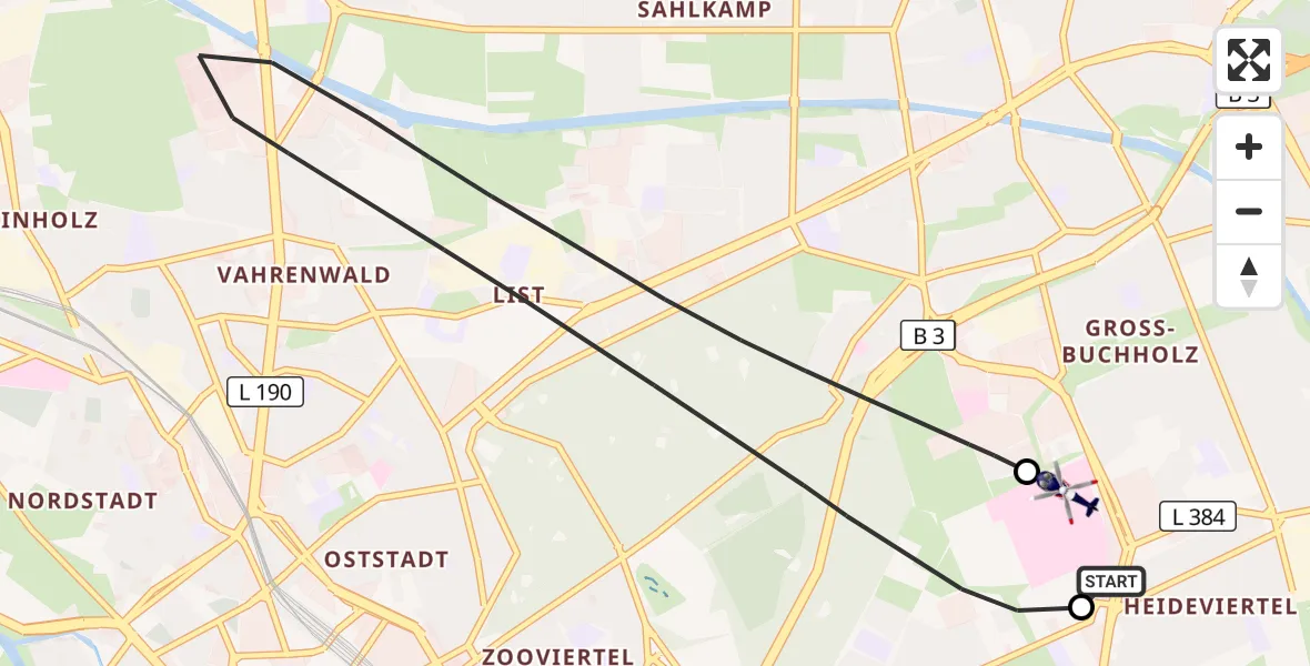 Flugroute Polizeihubschrauber Hannover Luftrettung Hubschrauberlandeplatz (Christoph 4) - Hannover Luftrettung Hubschrauberlandeplatz (Christoph 4), 29 September 2026, 15:22