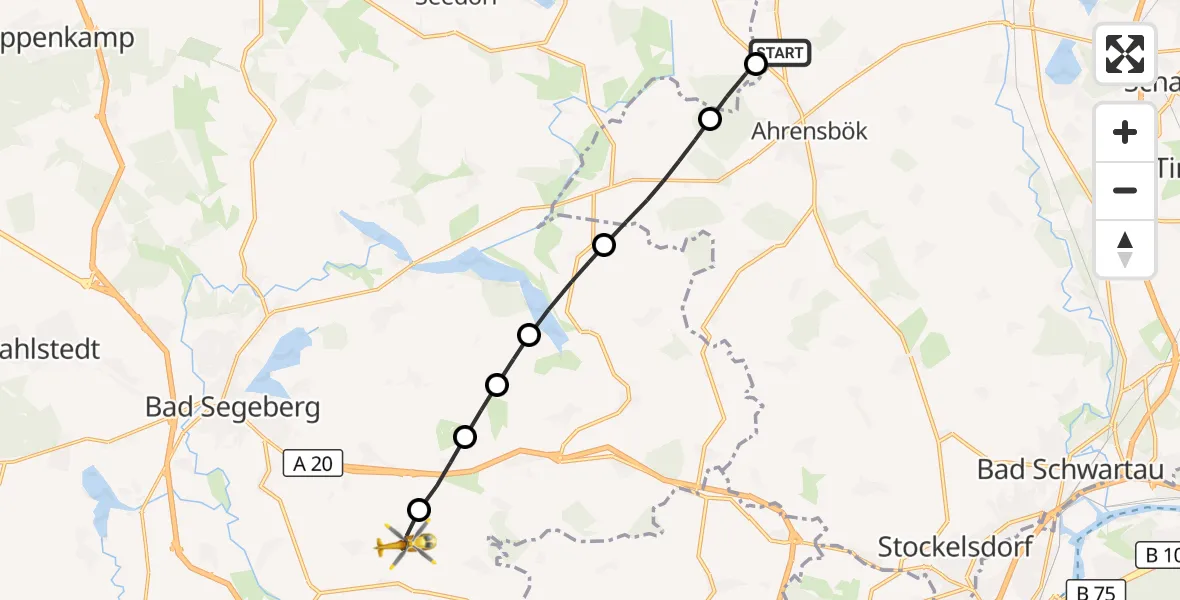 Flugroute Rettungshubschrauber Christoph 12 Luftrettungszentrum - Neuengörs, 29 September 2026, 15:34