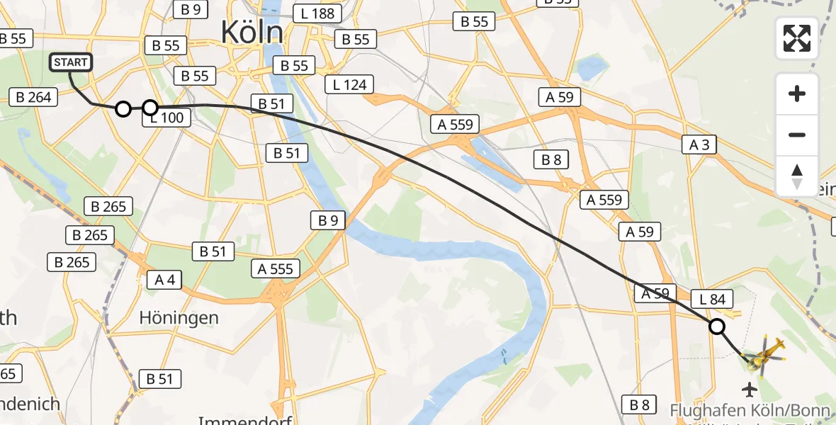 Flugroute Rettungshubschrauber Köln - Köln Bonn Flughafen, 29 September 2026, 15:54