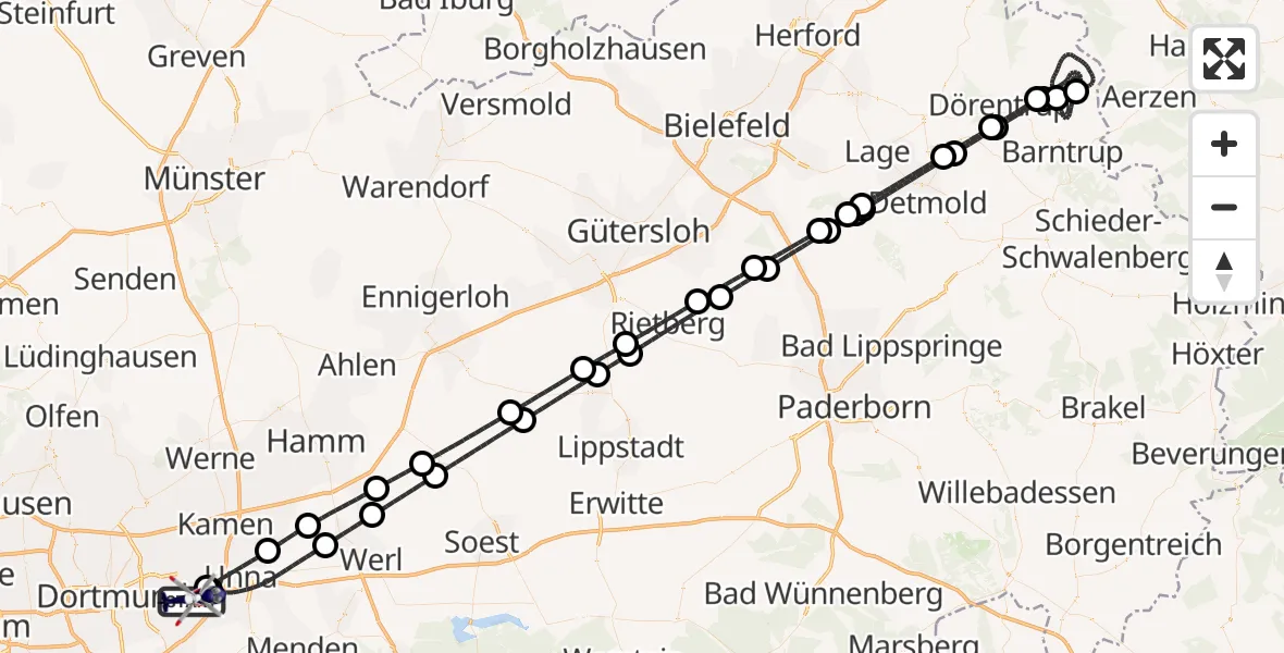 Flugroute Polizeihubschrauber Dortmund Flughafen - Dortmund Flughafen, 29 September 2026, 16:47
