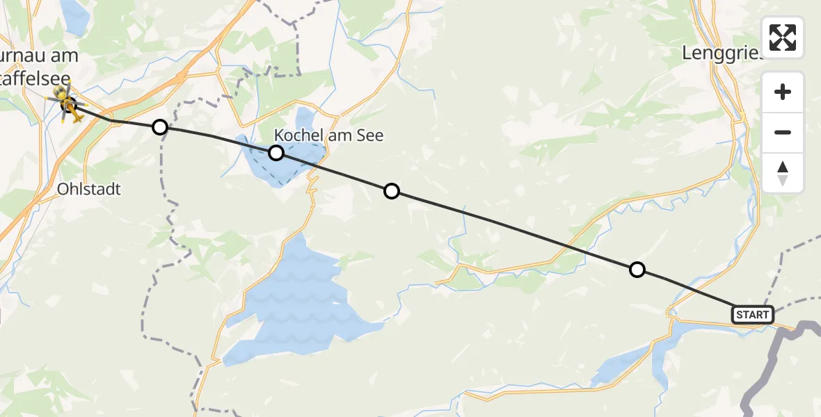 Flugroute Rettungshubschrauber Lenggries - Murnau a.Staffelsee, 29 September 2026, 17:54