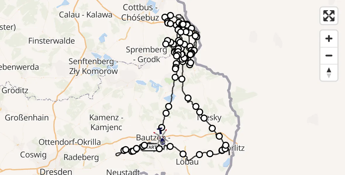 Flugroute Polizeihubschrauber Doberschau-Gaußig - Malschwitz, 29 September 2026, 17:57