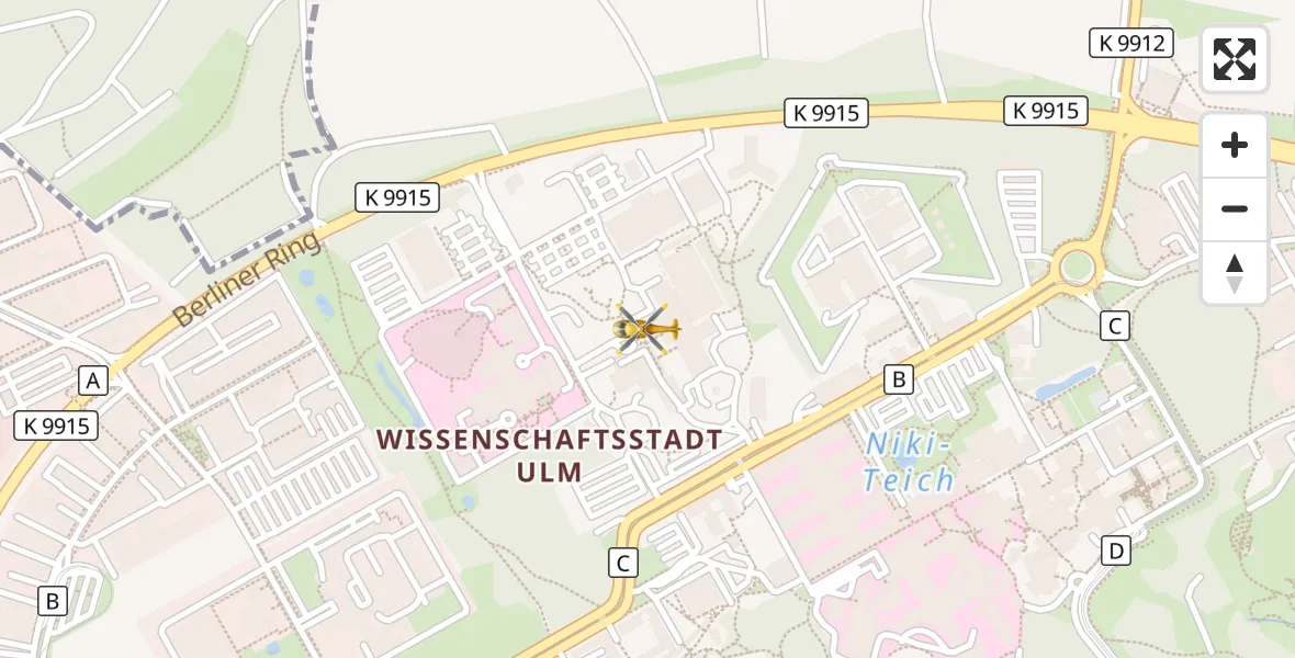 Flugroute Rettungshubschrauber Ulm Military Hospital Emergency - Ulm Military Hospital Emergency, 29 September 2026, 18:05
