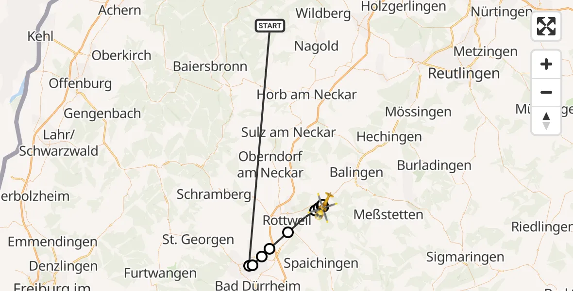Flugroute Ambulanzhubschrauber Altensteig - Schömberg, 29 September 2026, 18:06